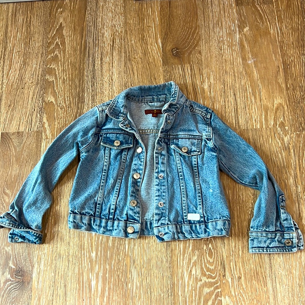 7 for all mankind kids denim jacket size 5 unisex 100% cotton